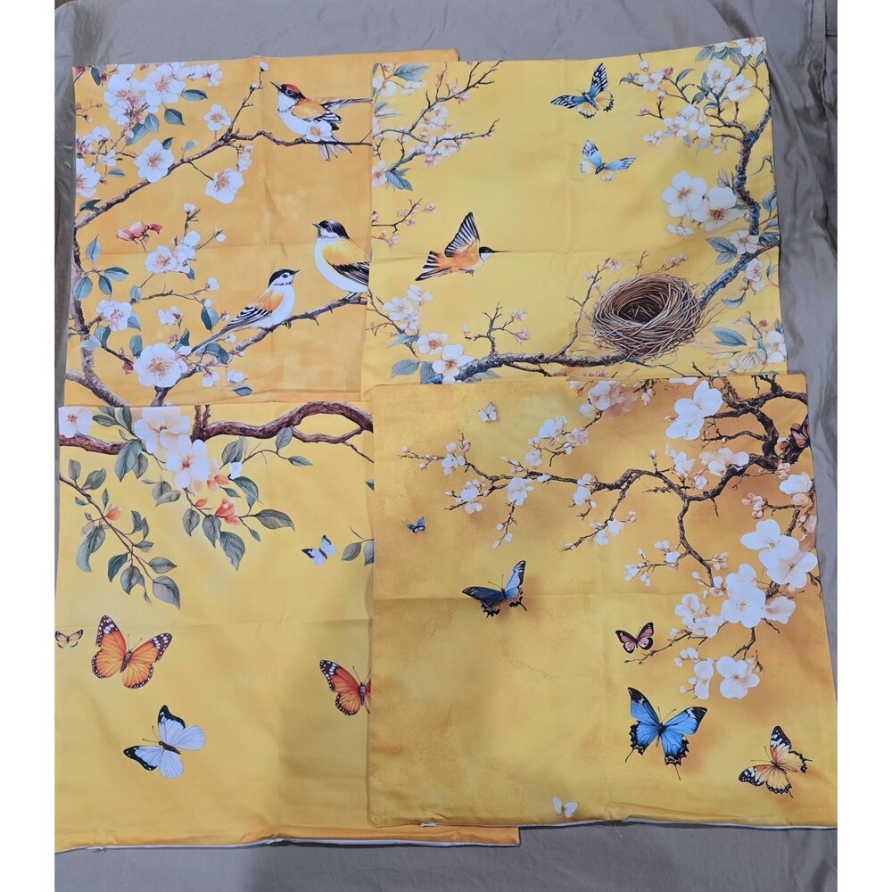 Set of 4 Decorative Pillow Cases With Birds & Butterflies 18x17 Each. Brand NEW